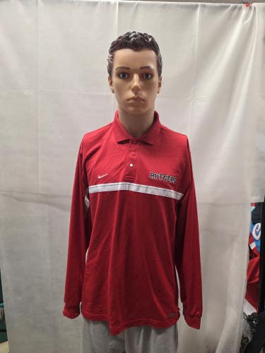 Team Issued Chris Ver Steeg Rutgers Scarlett Knights Nike Long Sleeve Polo M