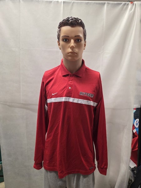 Team Issued Chris Ver Steeg Rutgers Scarlett Knights Nike Long Sleeve Polo M