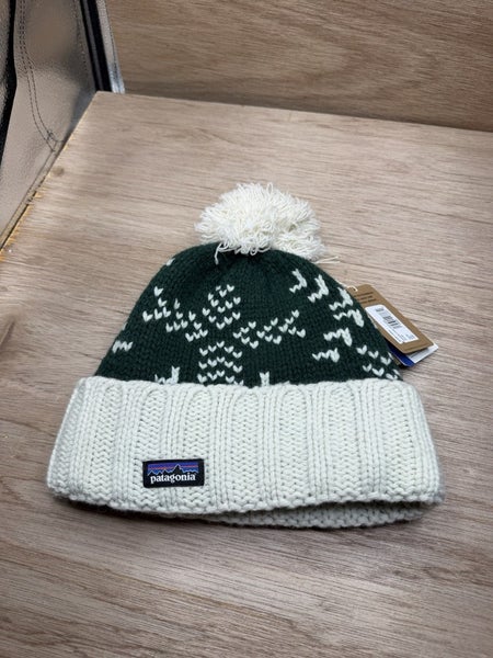 Patagonia Women's Snowbelle Beanie Knit Pom Logo Winter Hat Wool Blend  O/S