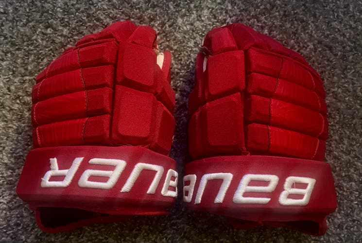 Detroit Red Wings Bauer Pro Series Gloves 14" Pro Stock (Used)