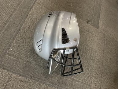 Used Rawlings CFBH1 Batting Helmet w/Mask Silver MD 11614-S000225058