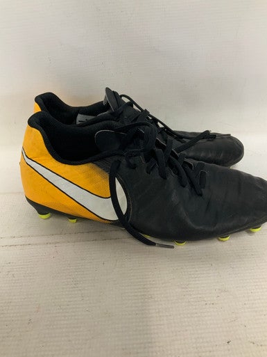 Used Nike TIEMPO Soccer Cleats White/Black/Yellow Senior 10 11823-S000035840