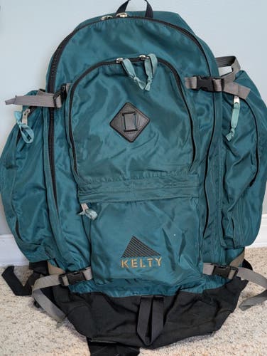 VTG 80s Kelty Red Wing Hiking Internal Frame Padded Backpack Blue Green