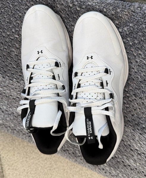 Under Armour Charged Draw 2 Golf Shoes White Black Men's Size 8