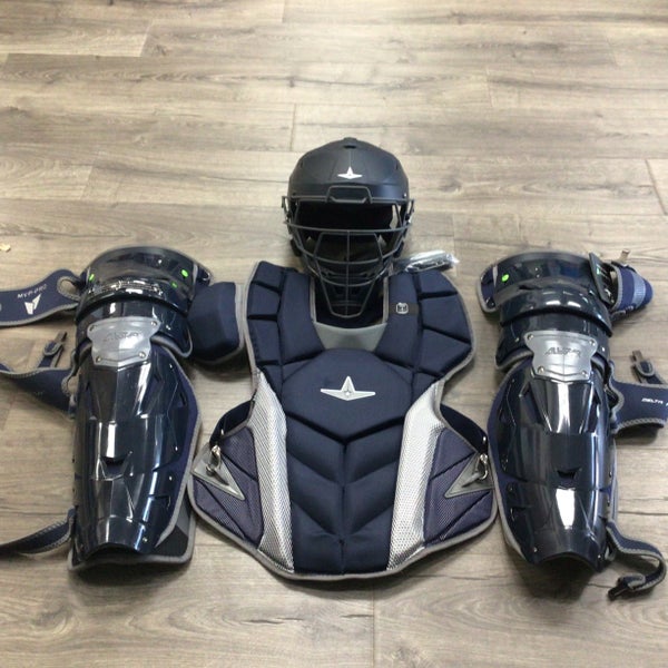All Star MVP Pro Adult Catcher's Set Blue Gray Full Kit(Like New)
