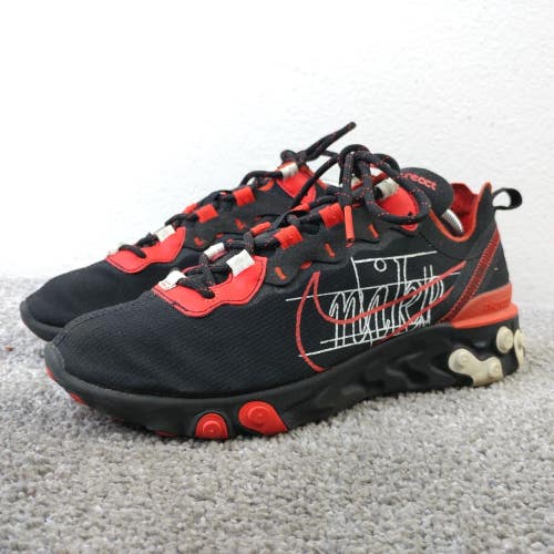 Nike React Element Script Swoosh Mens Size 7 Running Shoes Black Red CK9285-001