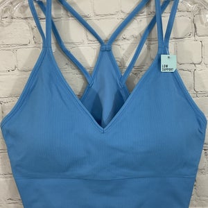 Womens Ribbed Active Wear Sports Bra Momentum Seamless Dual Strap Low Support