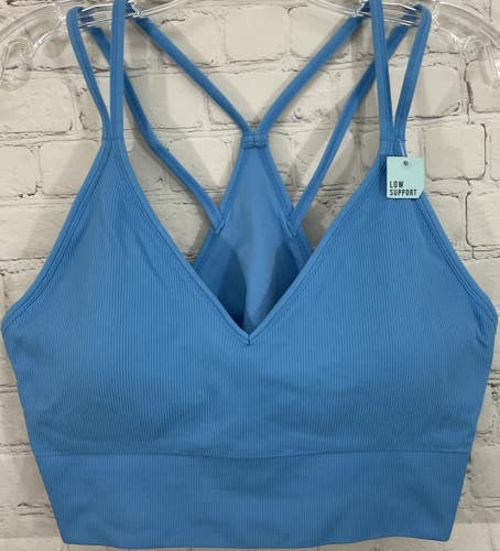 Womens Ribbed Active Wear Sports Bra Momentum Seamless Dual Strap Low Support