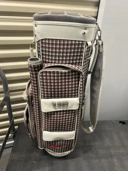 Vintage Nike Womens Retro Houndstooth 10-way Divider Golf Cart Bag - Black/White