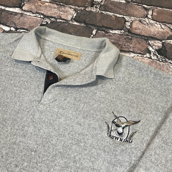 Vintage Browning Polo Fleece Sweatshirt Mens XL Duck Hunting Mallard Sweater