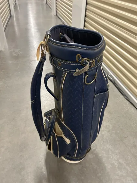 Hot-Z Cart Golf Bag - 4 Way Divider - No Raincover - Blue and Tan Leather