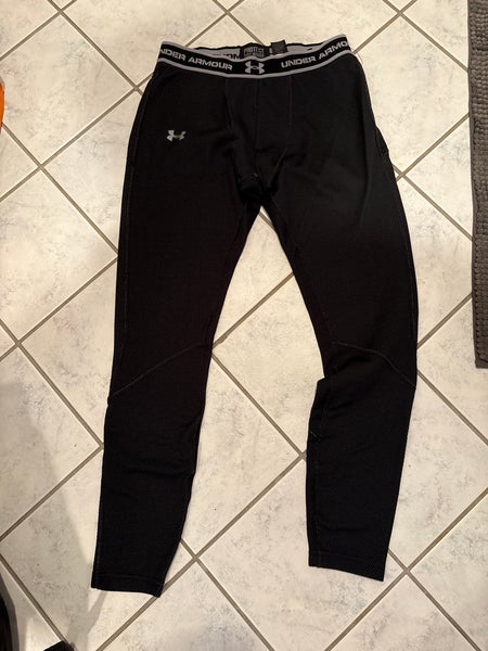 Black (Grey Interior) Medium Men's Under Armour Used Compression Tights/Leggings