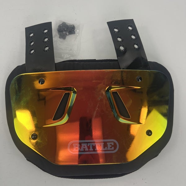 Battle Adult Sports Prism Chrome Protective Football Back Plate - Red/Orange