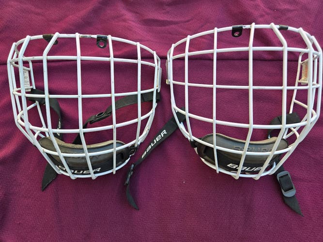 2x Bauer Profile II Full Cages – Intermediate (White, MM) – Used