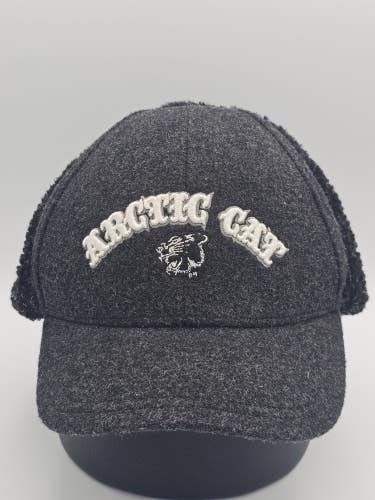 Vintage Arctic Cat Snowmobile Wool Blend Winter Earflap Trapper Hat Size L/XL