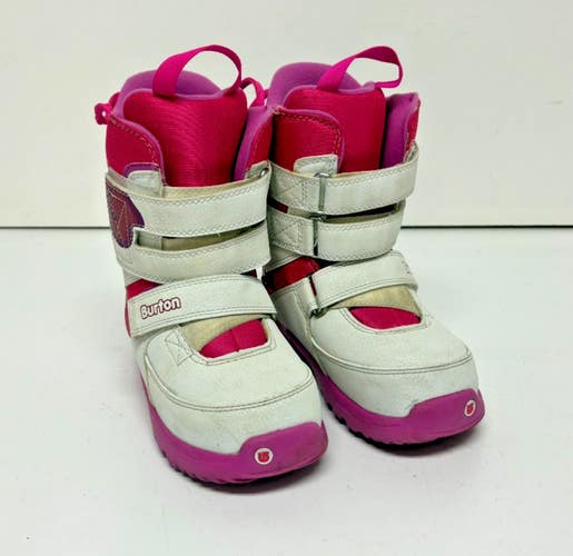 Burton Youth Grom Girls All-Mountain Snowboard Boots Pink/White US 3 EU 34 GREAT
