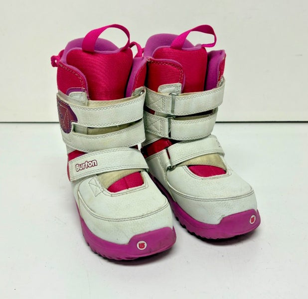 Burton Youth Grom Girls All-Mountain Snowboard Boots Pink/White US 3 EU 34 GREAT