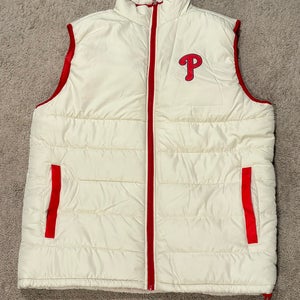 Phillies Cream & Red Puffer Vest – XL – Retro Style – Brand New