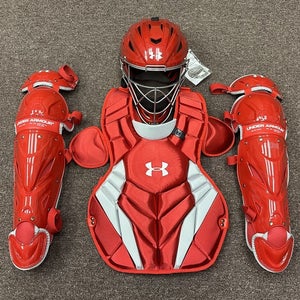 Under Armour Converge Victory Series Teen 13-15 Baseball Catchers Gear Set Red