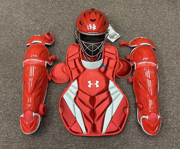 Under Armour Converge Victory Series Teen 13-15 Baseball Catchers Gear Set Red