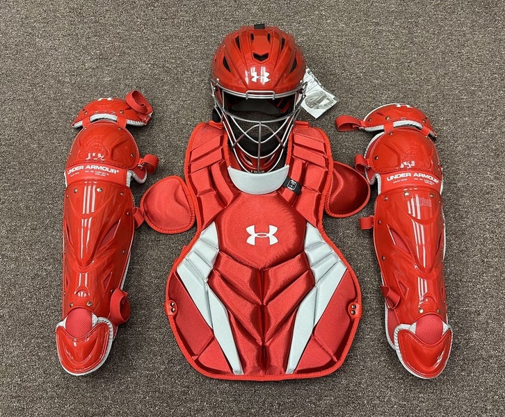 Under Armour Converge Victory Series Teen 13-15 Baseball Catchers Gear Set Red