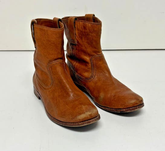 Frye Anna Shortie Light Brown Leather Flat Soled Ankle Boots US Women's 8 GREAT