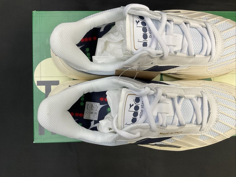 Diadora Mens B. Elite Star Tennis Shoes White/Blue Corsair  display picture 3