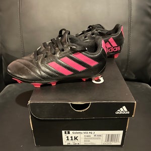Adidas Goletto VII FG J Soccer Cleats Black and Pink Kids size 11K (Little Kids)