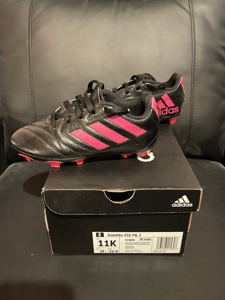 Black and Pink Kids 11K (Little Kids) Adidas Goletto VII FG J Soccer Cleats Cleats