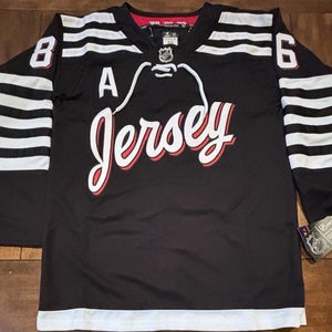 New Jersey Devils #86 Jack Hughes Hockey Black Stitched Jersey Adult Medium (50)
