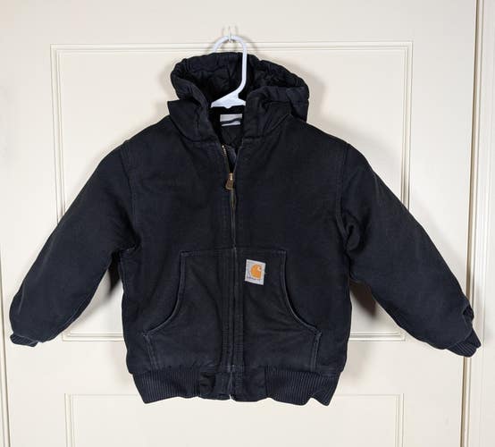 Carhartt Active Canvas Insulated Quilt Lined Jacket Black Youth Boys XXS 4-5
