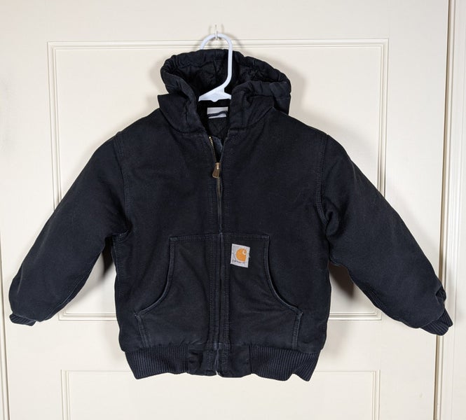 Carhartt Active Canvas Insulated Quilt Lined Jacket Black Youth Boys XXS 4-5