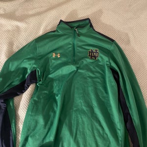 Box of Notre Dame gear short sleeve long sleeve polos hoodies UA in great condition