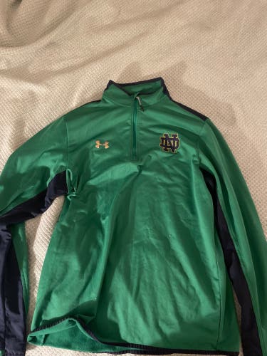 Box of Notre Dame gear short sleeve long sleeve polos hoodies UA in great condition