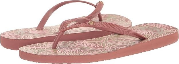 Roxy Bermuda Print ARJL100871 Flip Flop Women's US 9 Brown Thong Sandals TLW503