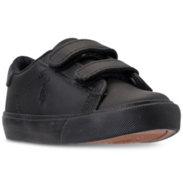 Polo by Ralph Lauren Easten EZ Strap Sneakers Kids 9 Black Leather Shoes TLW519