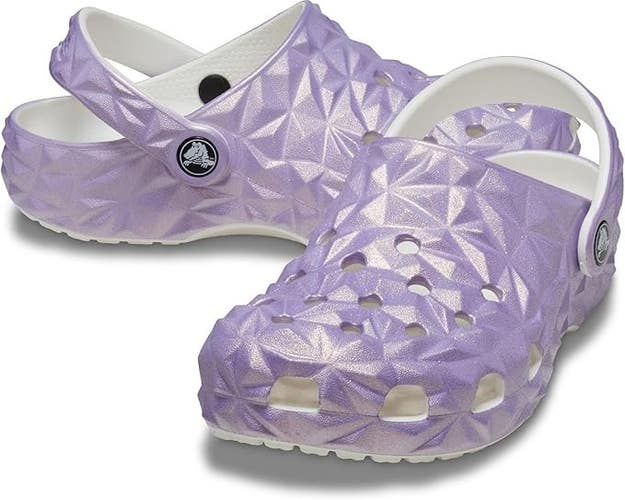 Crocs Classic Clog Kids US 11 Iridescent White Round Toe Slip On Shoes TLW512