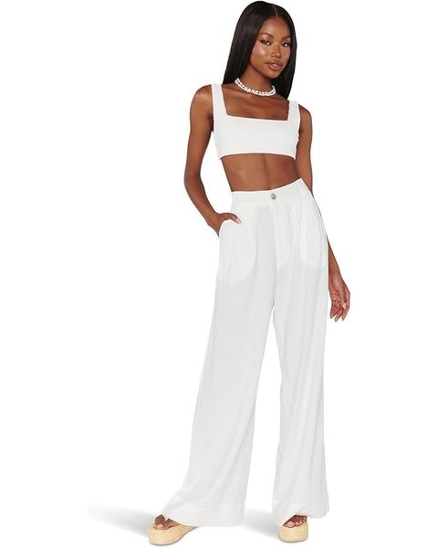 Show Me Your Mumu Hayes Trousers Women's XL White Pleated Slash Pockets TLW498
