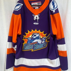 NWT Orlando Solar Bears Purple Athletic Knit (AK) Jersey - Adult Large