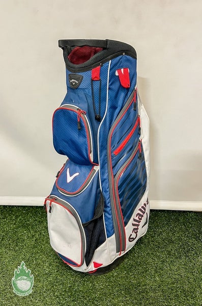 Used Callaway CHEV ORG 14-Way Cart Carry Bag Red/White/Blue/Black