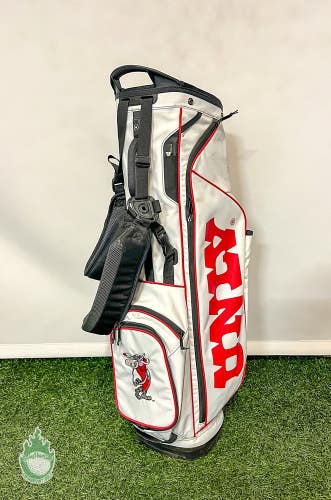 Used UNLV 4-Way Golf Stand Bag Cart/Carry White With Rainhood/Dual Straps