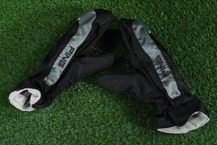 PING GOLF HAND WARMERS WINTER GLOVES MITTENS MITTS ONE SIZE, BLACK / GRAY