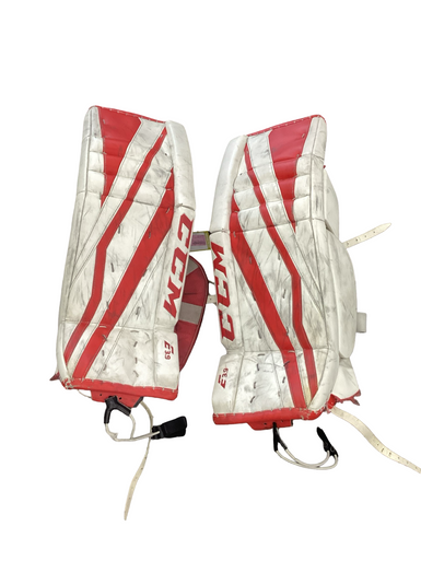 Used CCM E3.9 Goalie Leg Pads Senior White/Black/Red 33" 11613-S000171411