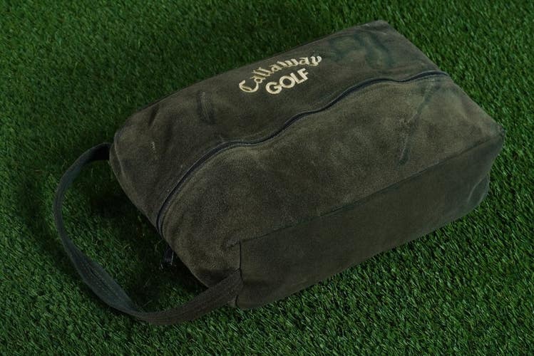 CALLAWAY SUEDE FAUX GOLF SHOE BAG GREEN, 12" X 10" X 4~ LOOK!!