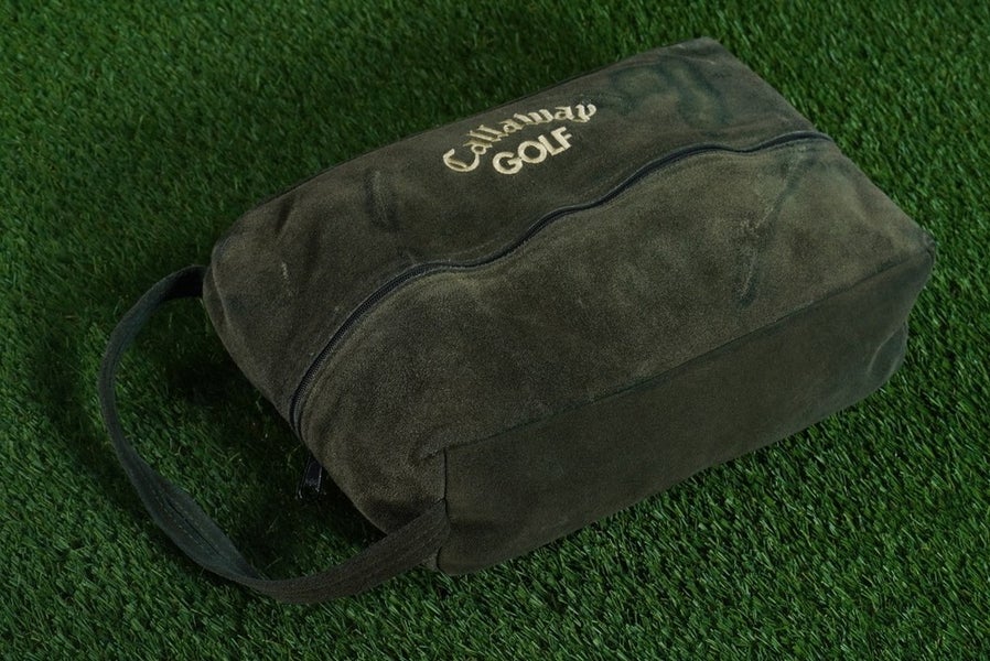 CALLAWAY SUEDE FAUX GOLF SHOE BAG GREEN, 12" X 10" X 4~ LOOK!!