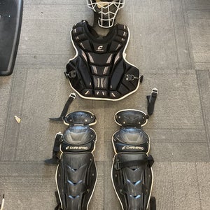 Used Champro 3 PIECE CATCHERS SET Catchers Chest Protector Black Youth 11614-S000225127