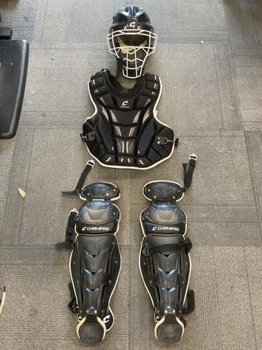 Used Champro 3 PIECE CATCHERS SET Catchers Chest Protector Black Youth 11614-S000225127