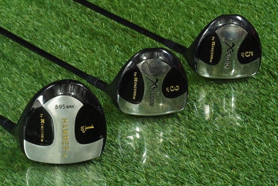 X FACTOR WOODS SET FAIRWAY HAMMER XPLOSION DRIVER, 3+5 WOODS GRAPHITE RH ~ NICE!