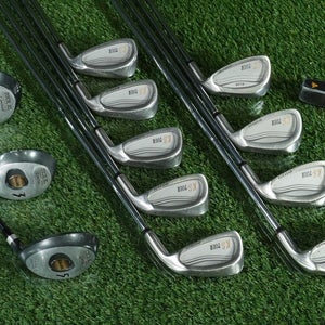 13pc. MEN'S GOLF SET KS TOUR OVERSIZE SPALDING TOUR DUNLOP MEDIUM FIRM SHAFTS RH