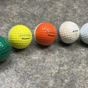 Lot of Five PING Vintage Golf Balls - Green/Yellow and More!